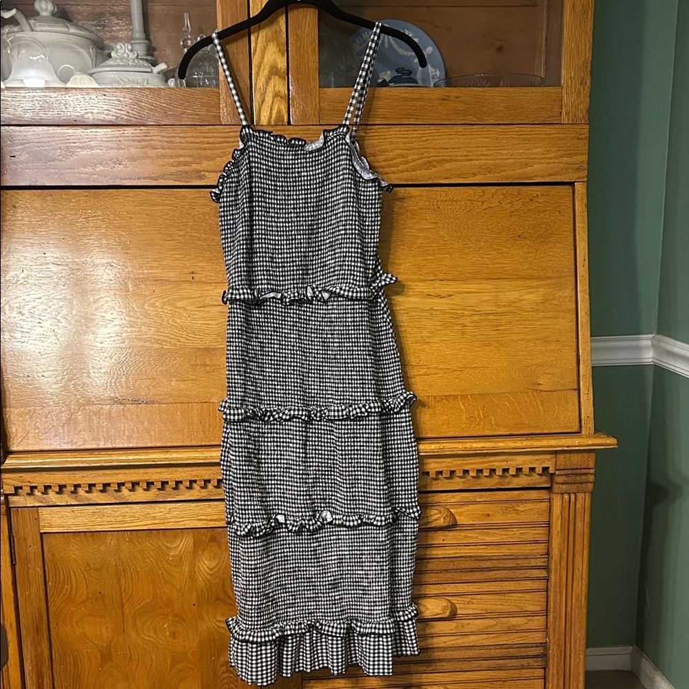 Cottagecore Coquette Summer No Boundaries Gingham Smocked Dress Girls 11-13 L